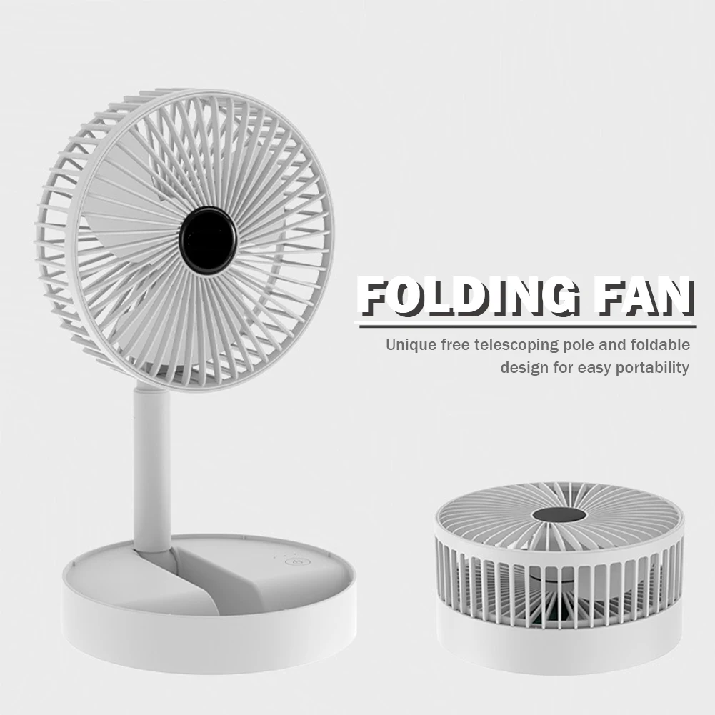 Desktop Foldable Fan 2000mAh USB Rechargeable Portable Desk Fan Outdoor Camping Mini Floor Fan 4-Speed Home Silent Electric Fan