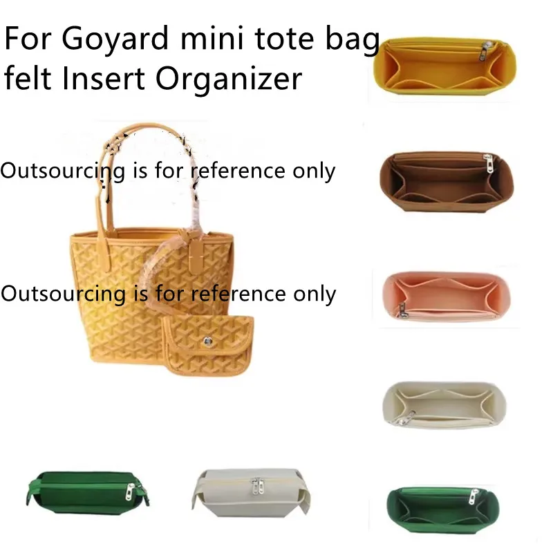 

Only sale inser bag For Goyards mini tote bag felt Insert Organizer Makeup Handbag Organize Inner Purse Portable Base Shaper