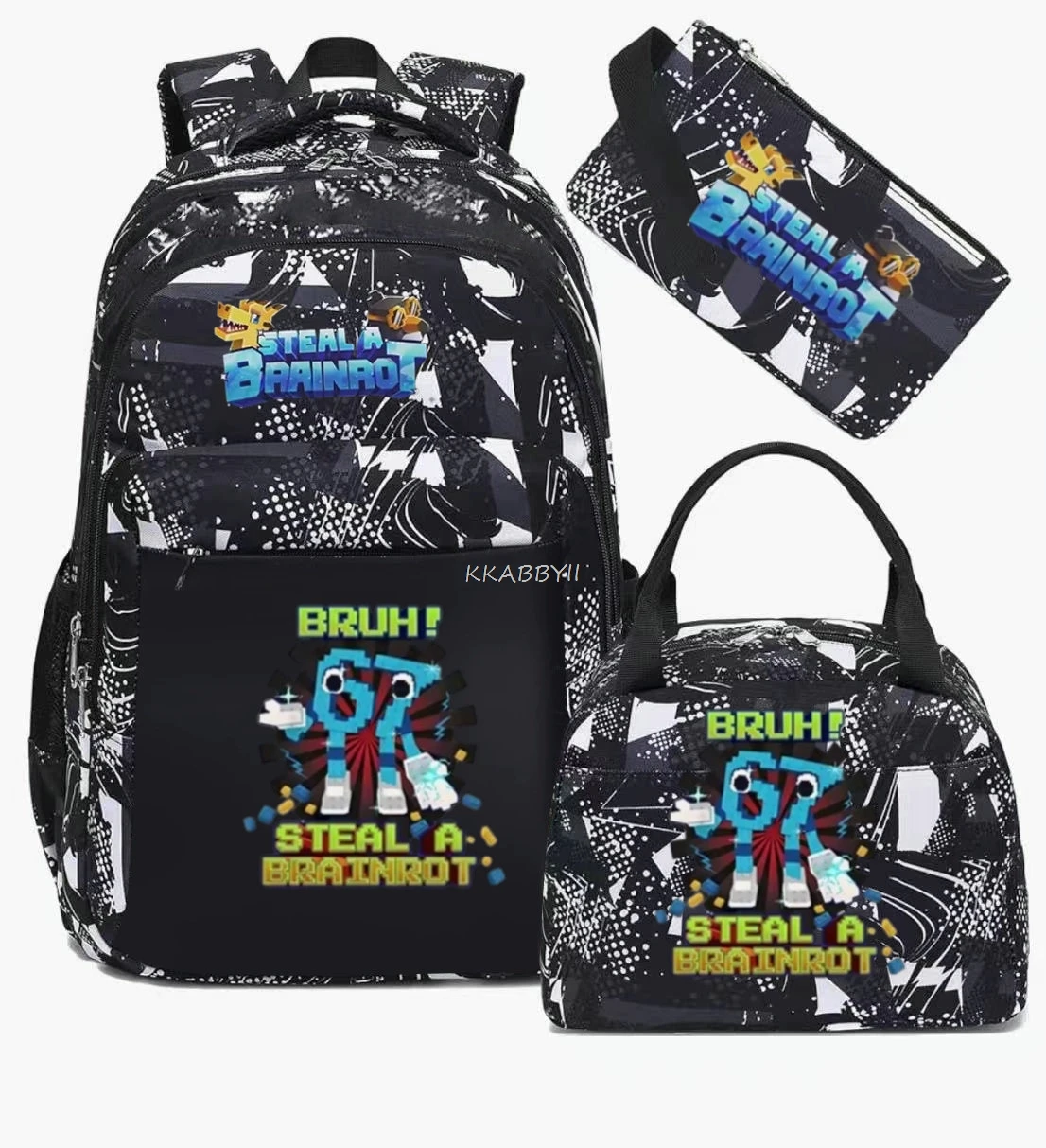 Steal A BrainRot Backpack with Lunch Bag for 67 Six Seven Teenagers Student School Bags Casual Comfortable Travel Set