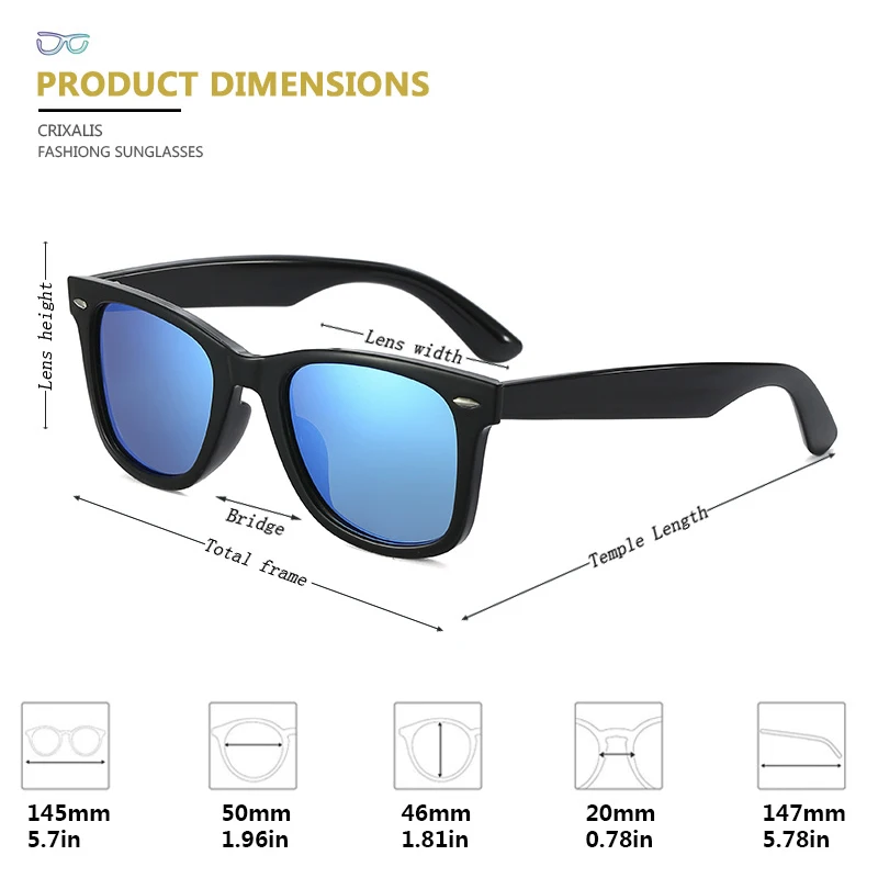 CRIXALIS Polarisierte Sonnenbrille für Damen, Sonnenbrille für Herren, 80er-Jahre-Retro-Stil, quadratisch, UV400 – Detail 2