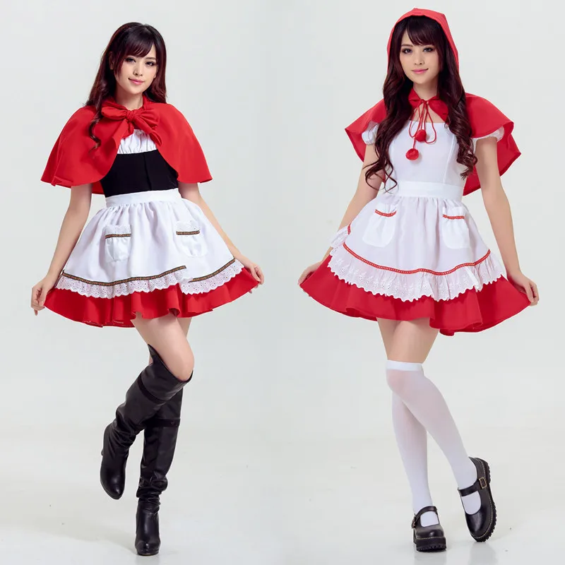 

Red Riding Hood Maid Costume Stage Performance loween Par Outfit Bar Nightclub DS ow Costume Fem Waitr Attire