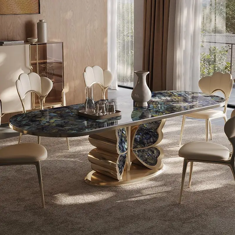

Luxury Butterfly Vein Marble Dining Table, Modern Minimalist Designer Table for Villa, Customizable Rectangle Kitchen Table