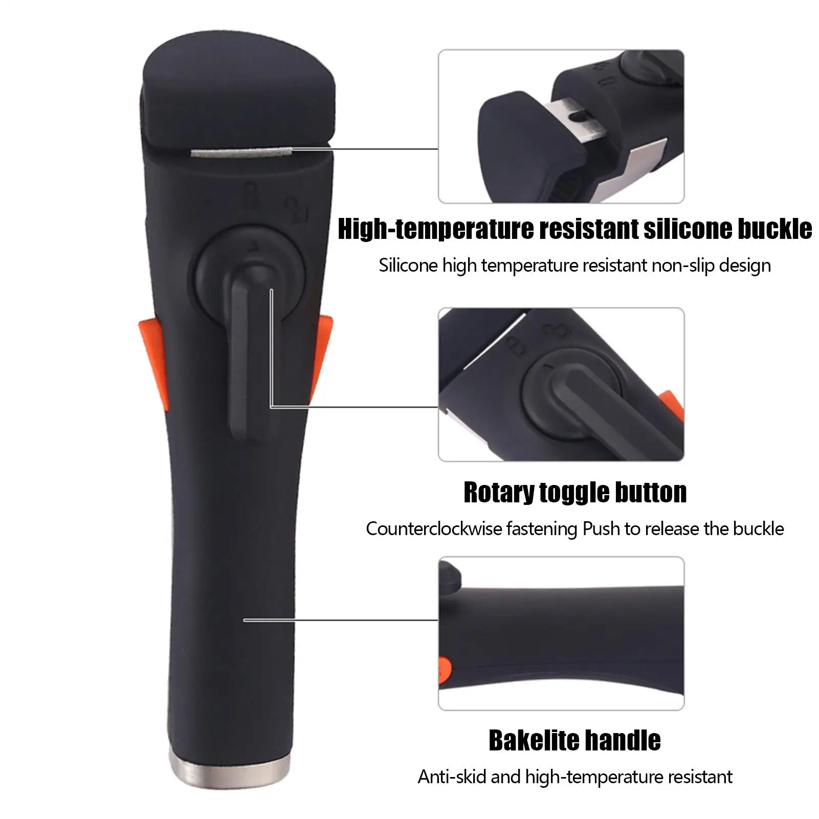 

Pots And Pans Detachable Handle Reusable Ergonomic Detachable Comfortable Grip Comfortable Pan Handle For Cookware Camping