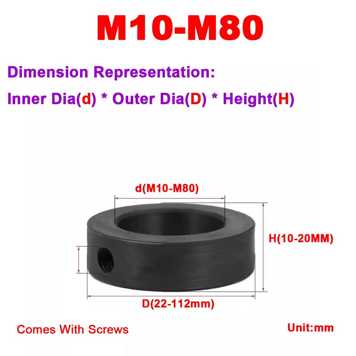 

Carbon Steel Black Shaft End Screw Locking Ring M10M12M18M20M22-M80
