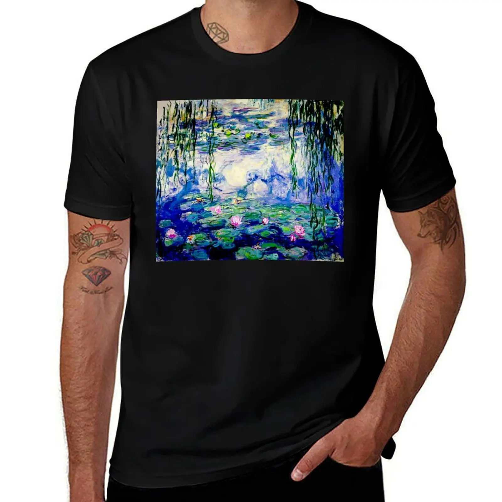 Claude Monet Water Lilies Landscape of Water and Reflection T-Shirt Aesthetic clothing custom t shirt mens shirts graphic tee