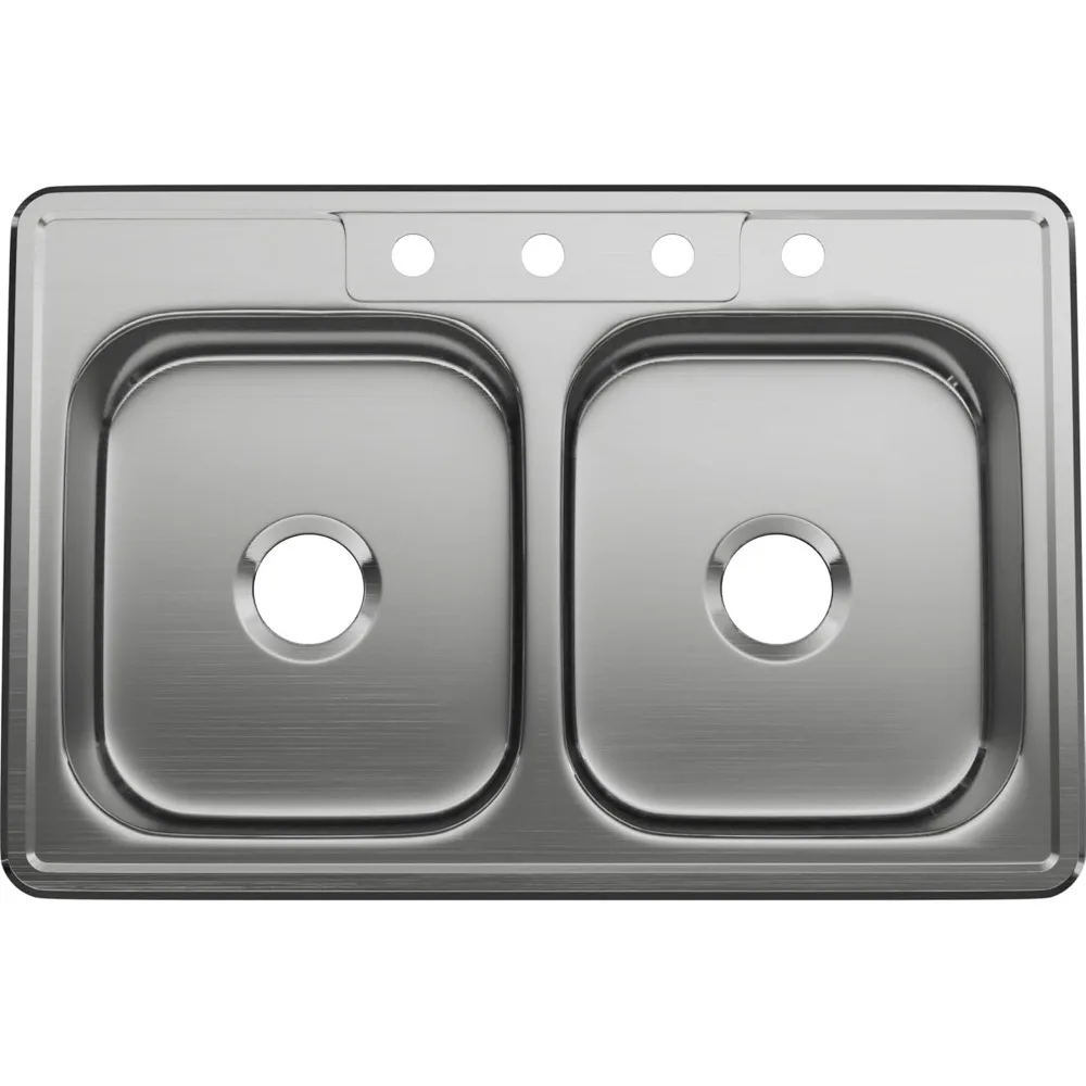 

proflo pfsr332274a bealeton 33" drop in double basin stainless steel kitchen sink - stainless steel