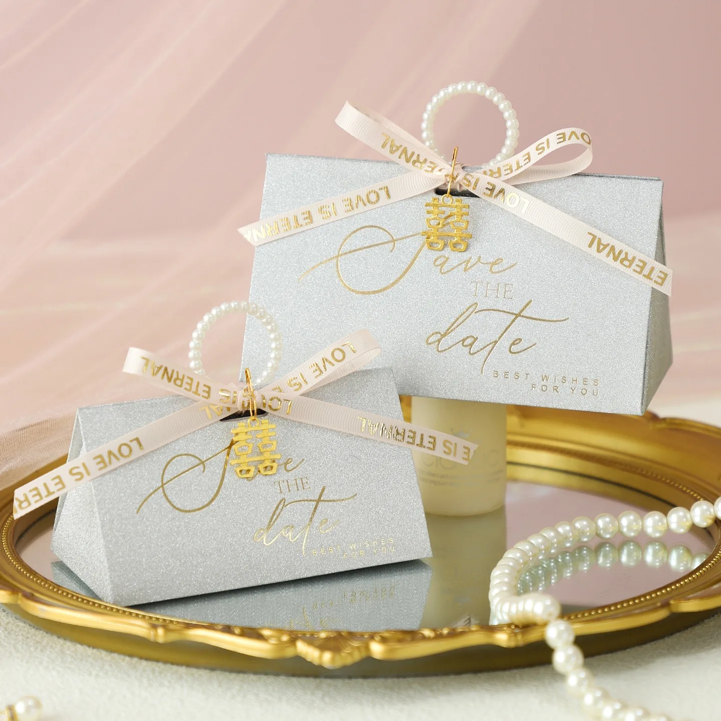 20/50 قطعة هدية الزفاف الجديد صندوق الذهب والفضة خاتم اللؤلؤ حقائب للهدايا مع مقابض الحلوى التعبئة والتغليف استحمام الطفل لوازم الحفلات #4