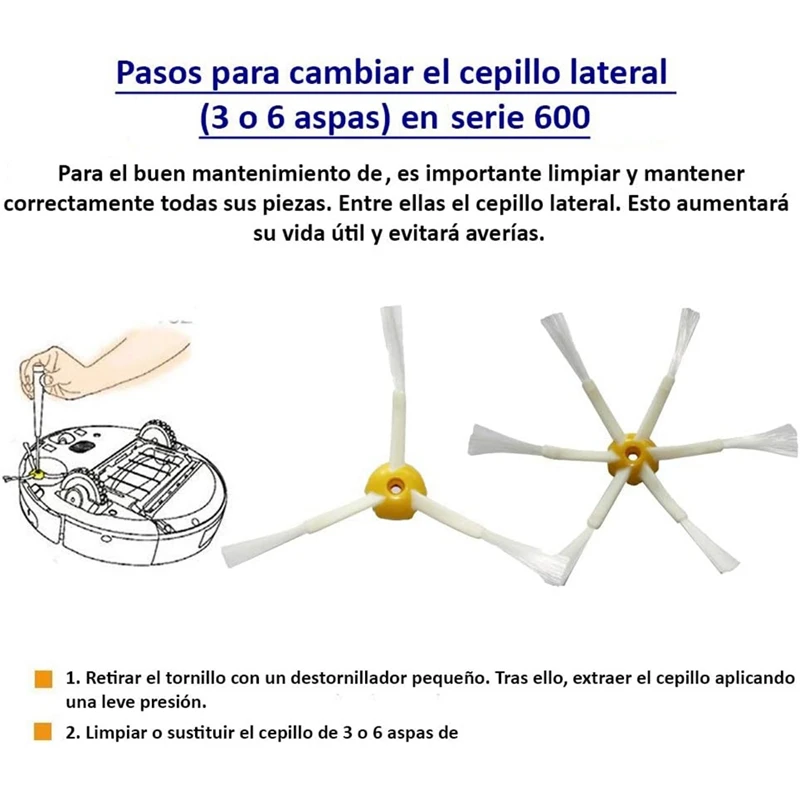 Untuk Irobot Roomba seri 600 605, 606, 610, 615, 616, 620 penyedot debu Robot Mian sikat samping suku cadang Filter Hepa