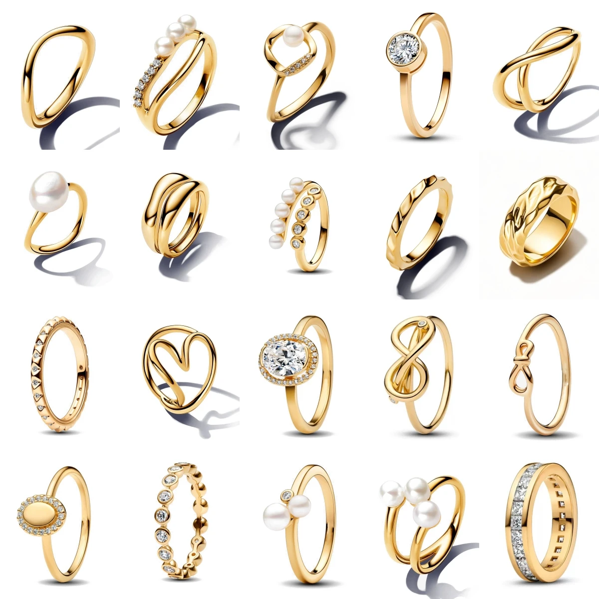 

Новинка 2023 года, стерлинговое серебро 925 пробы, позолоченные 18 карат, геометрический жемчуг, бант, кольца в форме сердца для женщин, модные ювелирные изделия