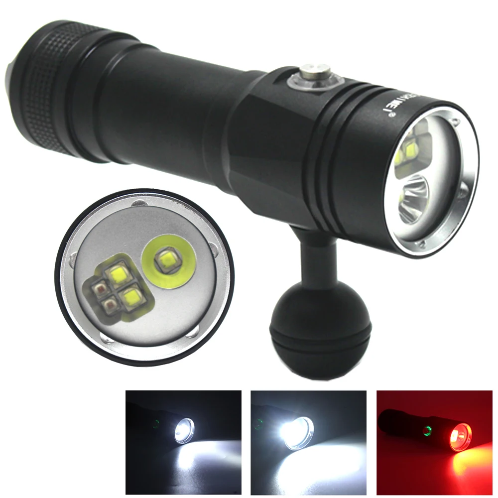 

Super Bright Underwater LED Photography Light Highlight Lamp 3000Lumens Diving Flashlight 100M Waterproof Video Camera torch