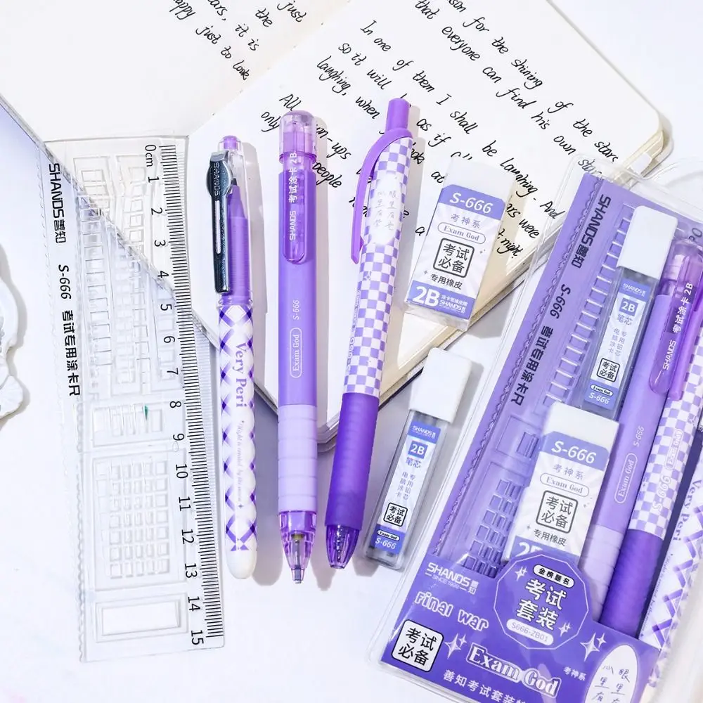 INS Drawing Ruler Exam Stationery Set Pencil Refill Black Ink Gel Pen Student Exam Kit Eraser Student Stationery Set School