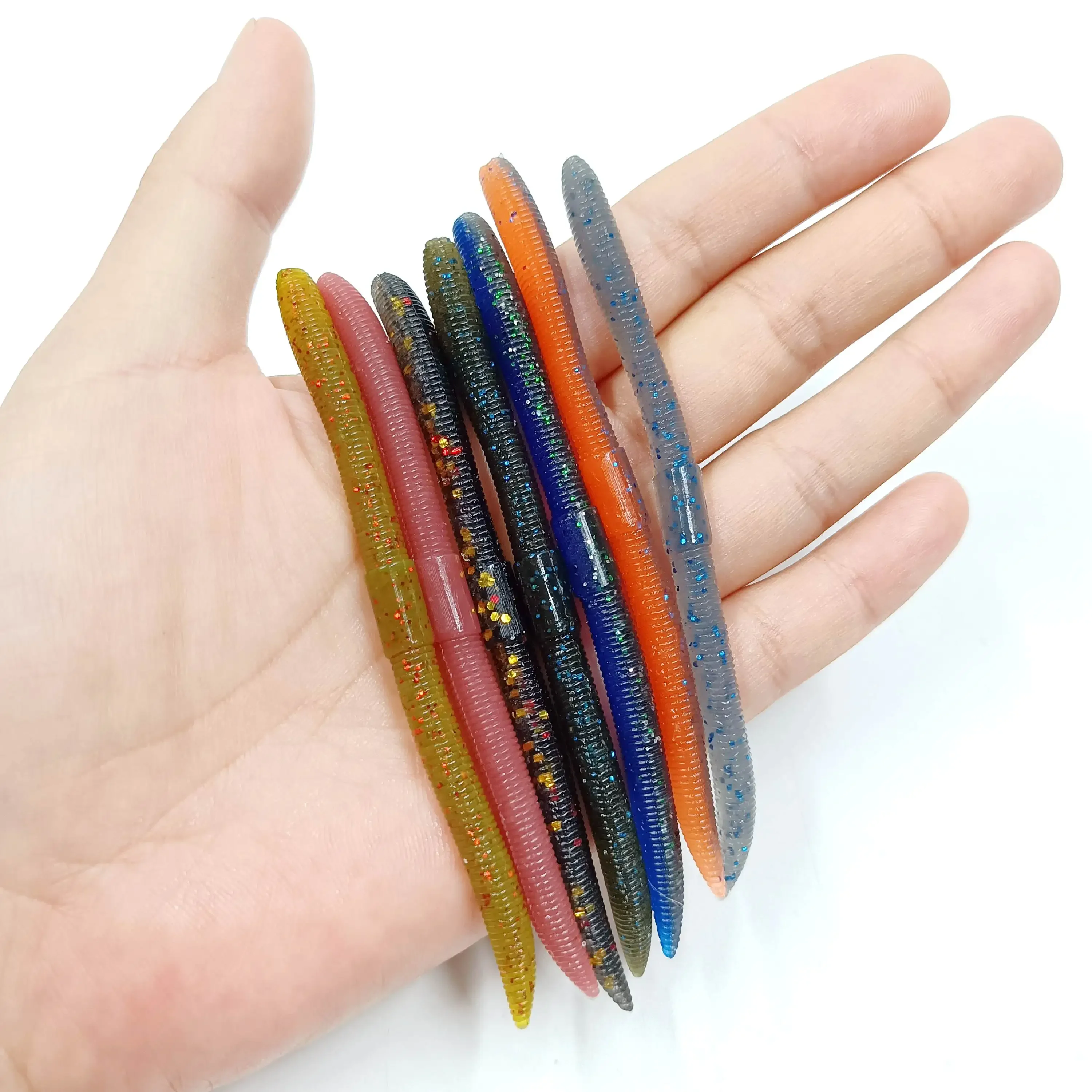 DUODUOYU 10PCS 10cm/2.4g Soft Fishing Lure Senko Worm Neko Rig Lures Flick Shake Earth Worm Artificial  Silicone Lure For Bass view 2