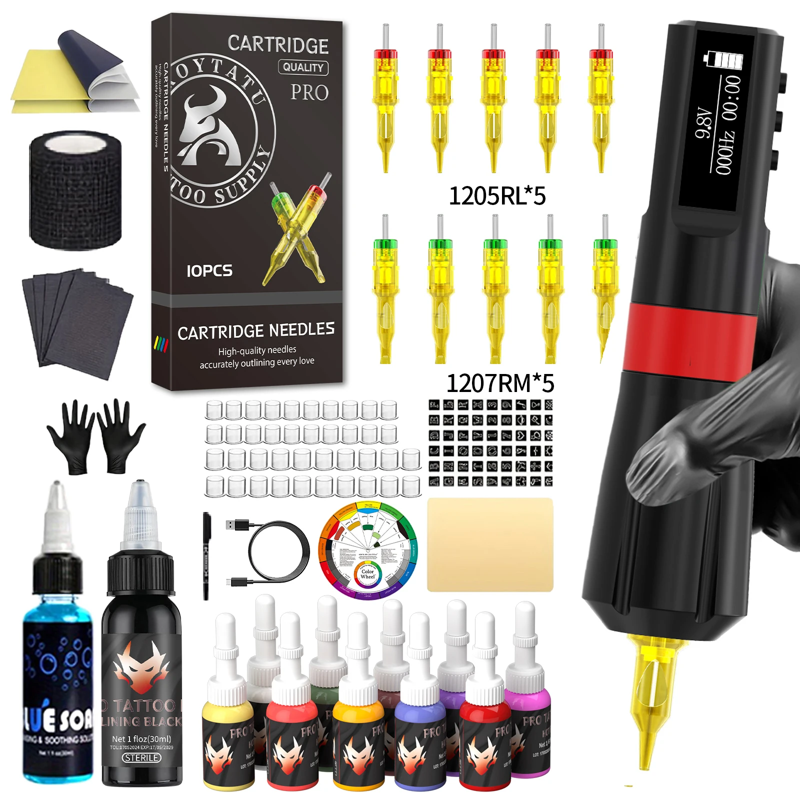 

Tattoo Kit TRO Hot New Tattoo Pen Kit For Permanent Makeup Tattoo Machine Kit HM170 Wireless Tattoo Power Supply Tattoo Kit