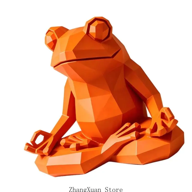Kleine Frösche Yoga-Statue, geometrische Form, Kunstharz, für Meditationen, Dekorationen für Nachttische oder Arbeitsbereiche – Detail 7