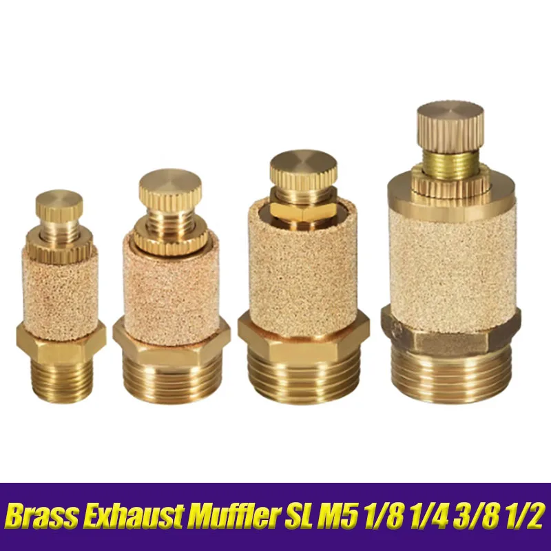 

Brass Pneumatic Exhaust Muffler Silencer SL 1/8 1/4 3/8 1/2 3/4 BSP Male Thread For Air Noise Filter Control Manual Valve Pump