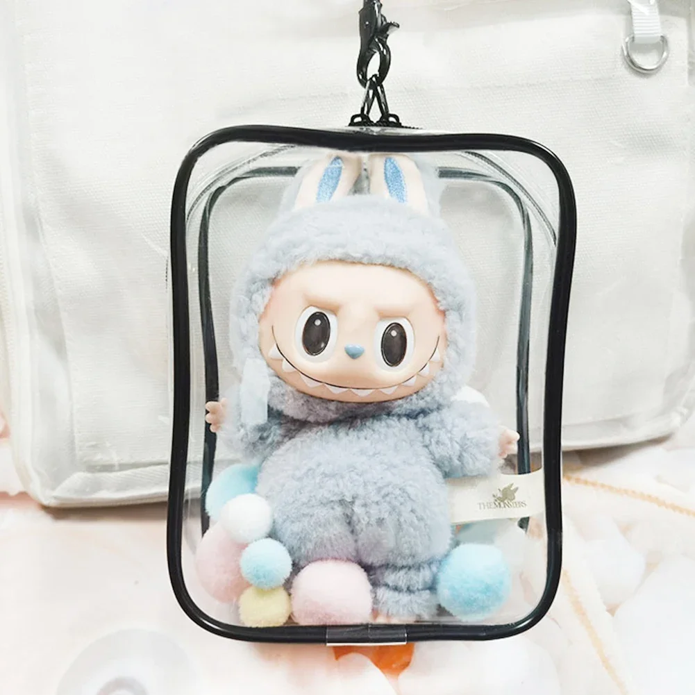 Transparent Mystery Box Storage Case Anime Ornaments Mystery Box Organizer Box Square Plush Dolls Display Bag With Keychain