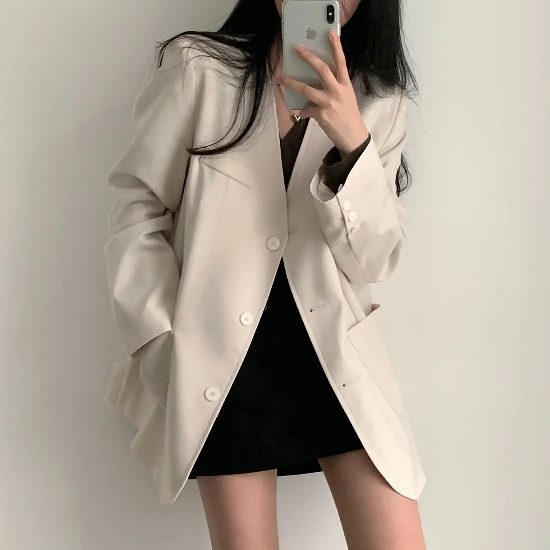 Casual Versatile Women's Jacket Autumn Style Long Sleeve Polyester Fiber Single Button Closure  Color Fashion Ladies' Ou...