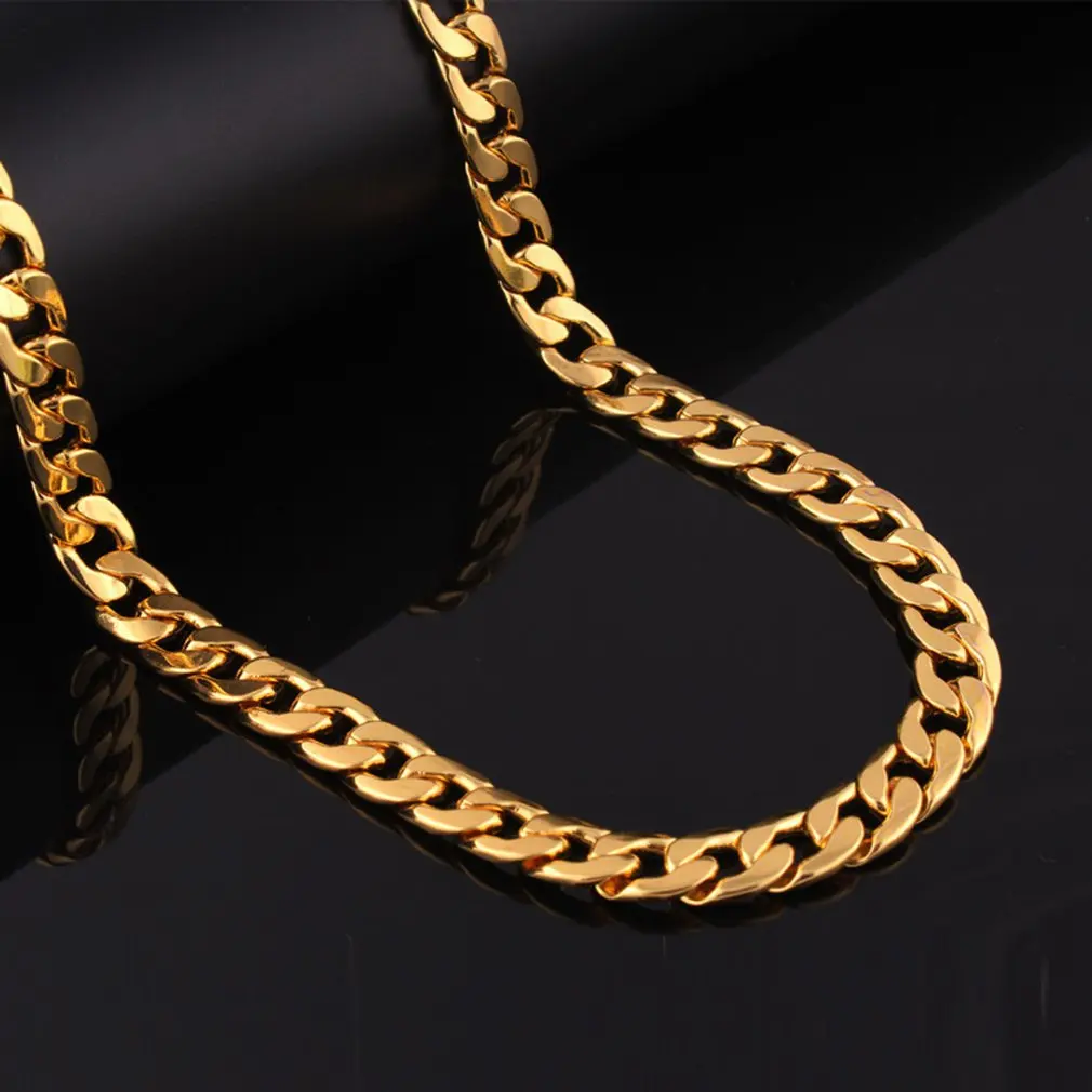 Punk Hip Cuban Link Gold Chain Rapper Men Necklaces Street Fashion Popular Metal Alloy Long Chain Decorative Jewelry Present