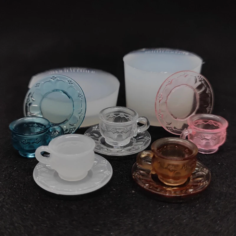 Juego de comida y juego para casa de muñecas, taza de té en miniatura, molde de silicona, epoxi UV, accesorios para muñecas, decoración de escena de juguete, 1 Juego