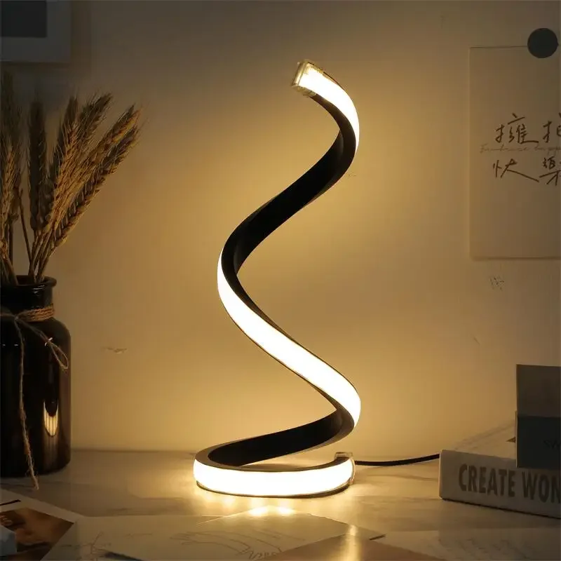 1Pc LED Spiral Table Lamp Modern Three Speed Dimming USB Power Button Switch Bedroom Decorative Table Lamp Nigth stand Crow lamp