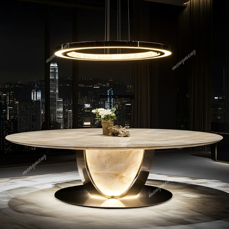 Luxury stone simple round dining table custom elegant marble home dining table