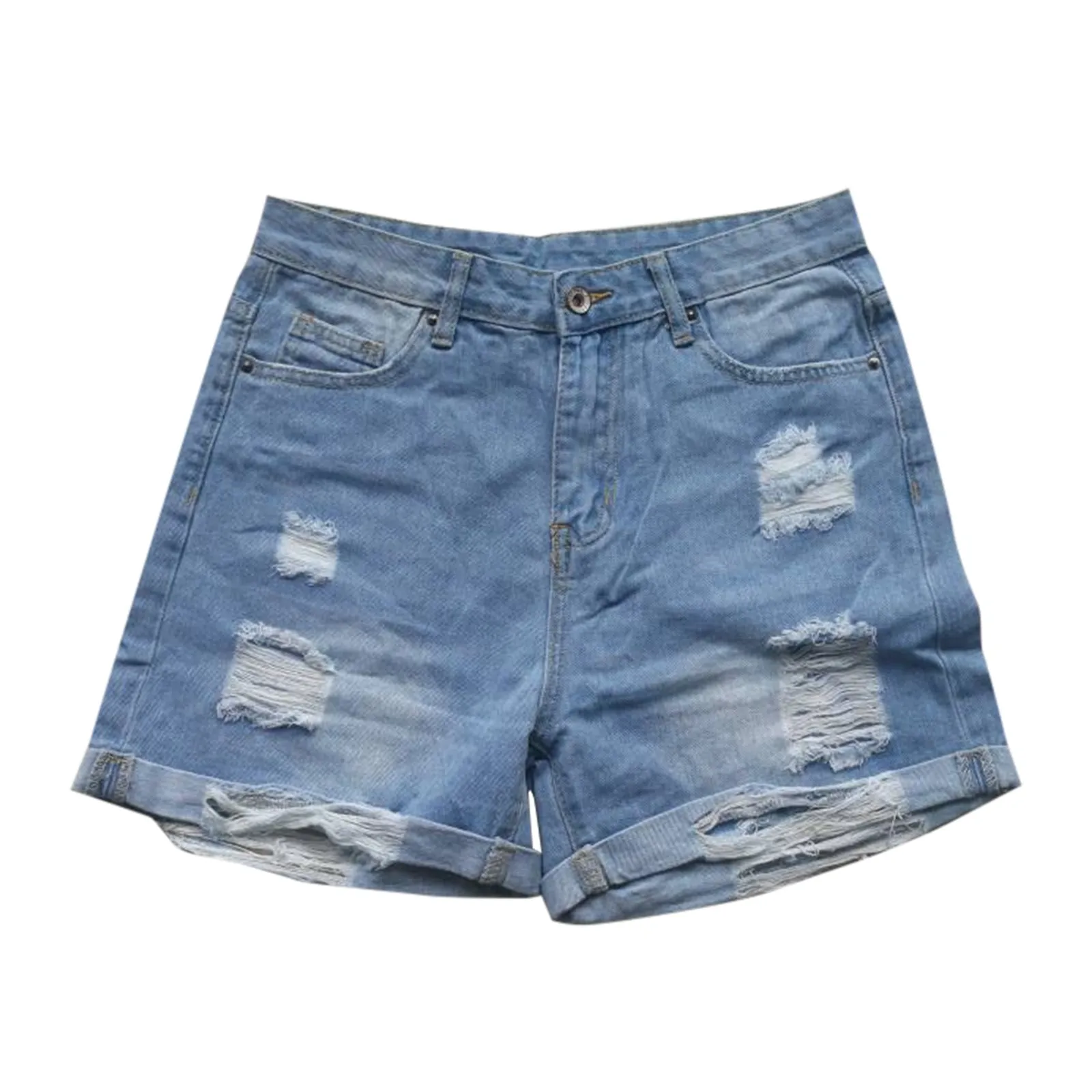 Zomermode Denim Shorts Voor Dames Met Hoge Taille Slim Fit Stretch Jean Trendy Gepersonaliseerde Causale Dames Gat Denim Shorts