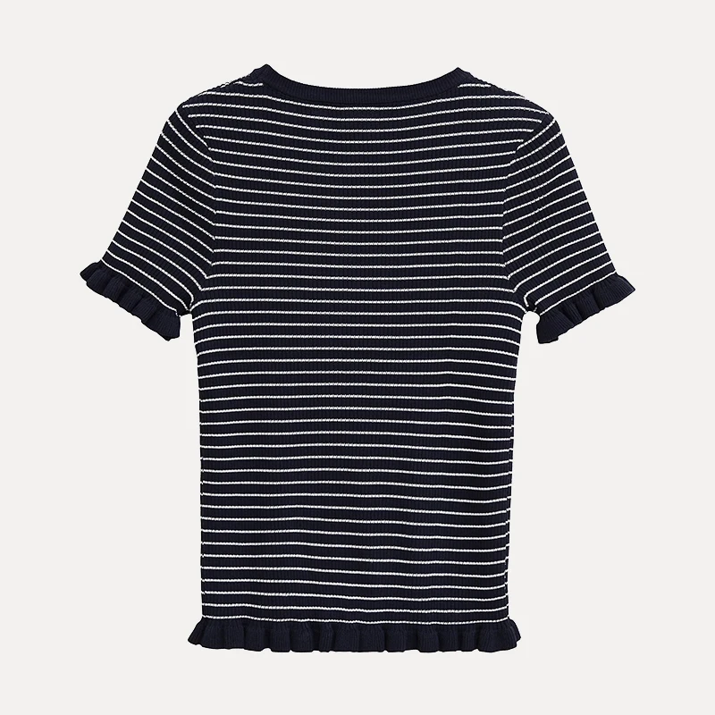 بلوزة نسائية محبوكة ort Sve دائرية Ne مخططة مضلعة للشارع Sle ربيع 2025 طول منتظم ألياف البوليستر 00% #4