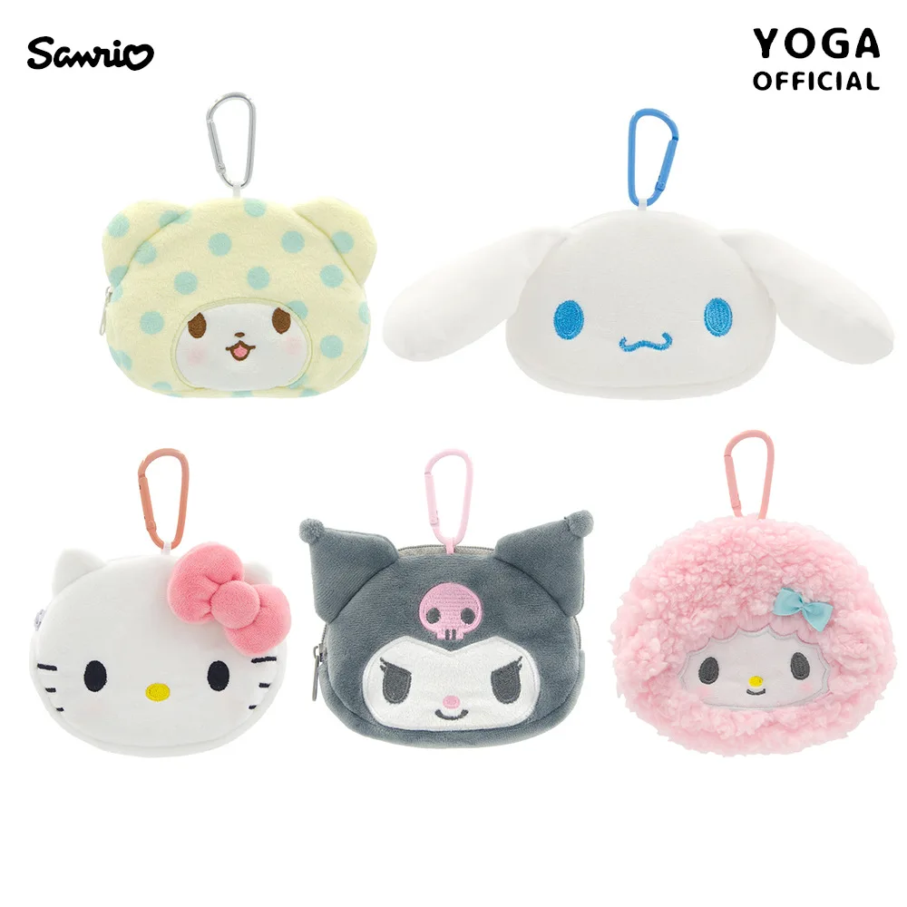 

Kawaii Hello Kitty Cinnamoroll Kuromi Cartoon Plush Doll Coin Wallet Anime Sanrio Girl's Heart Cute Plush Pendant Girls Gift