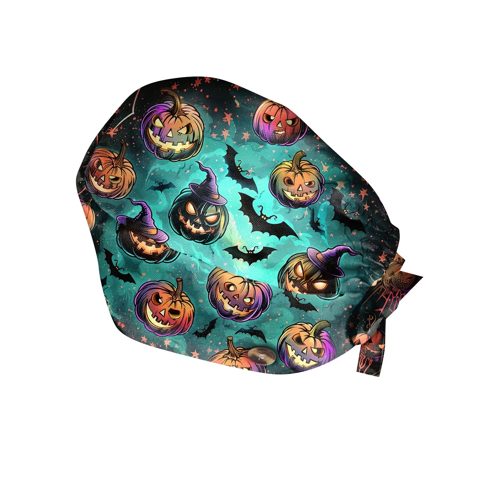 Casquettes de gommage imprimés d'halloween, casquette de nettoyage de beauté, douce et confortable, de haute qualité, toilettage pour animaux de compagnie, accessoires de travail pour soins infirmiers