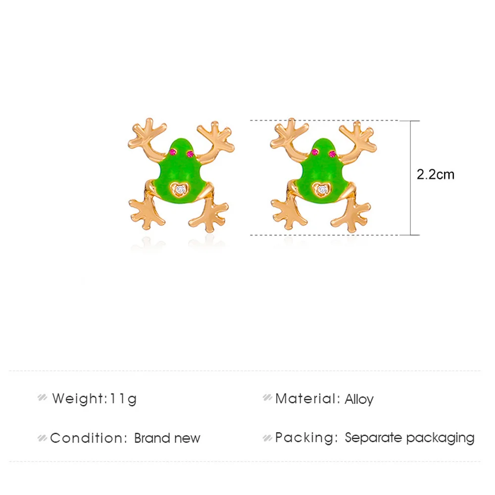 Cute Frog Ear Studs For Women Girls Korean Cartoon Fashion Metal Crystal Frog Shaped Earring Female Gift Jewelry Accessories