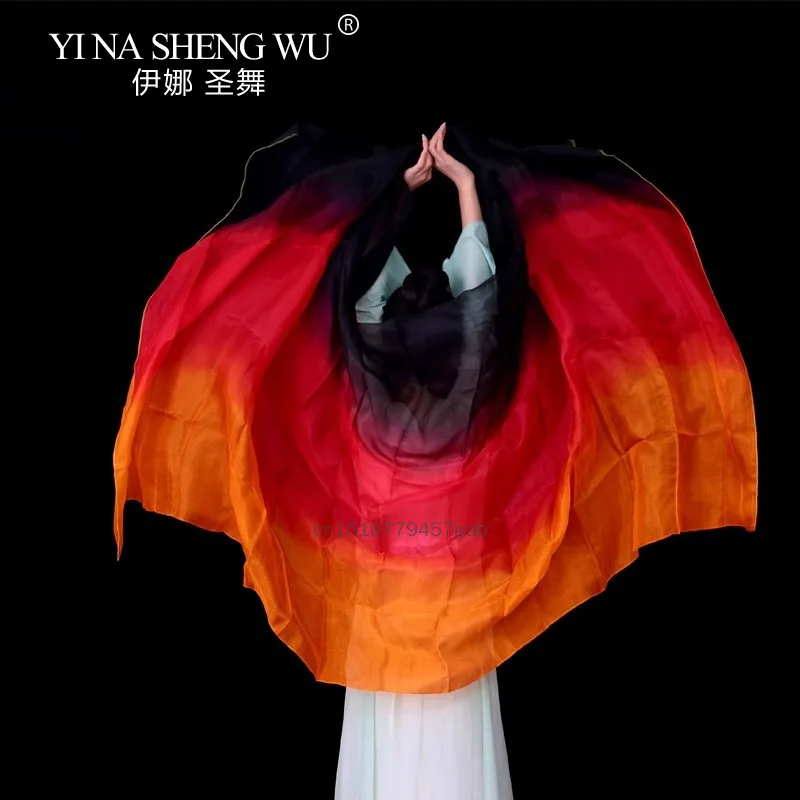 Danse du ventre foulard en soie lancer à la main dégradé couleur danse pratique Performance voile de soie personnalisé 100% vraie soie voile de danse du ventre