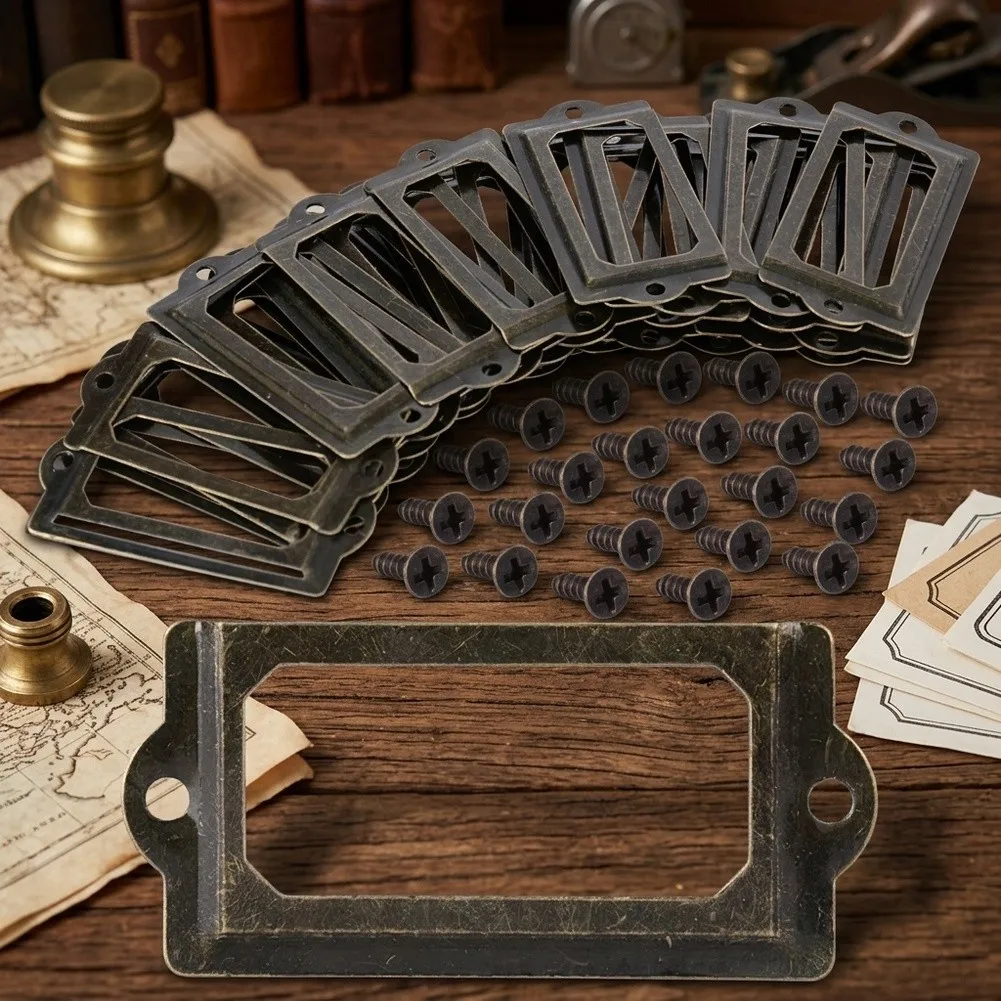 Tag Drawer Labels Holder With Screws Cupboard For Name Plates Box Lockers Jewelry Box Kit 30pcs Antique Bronze