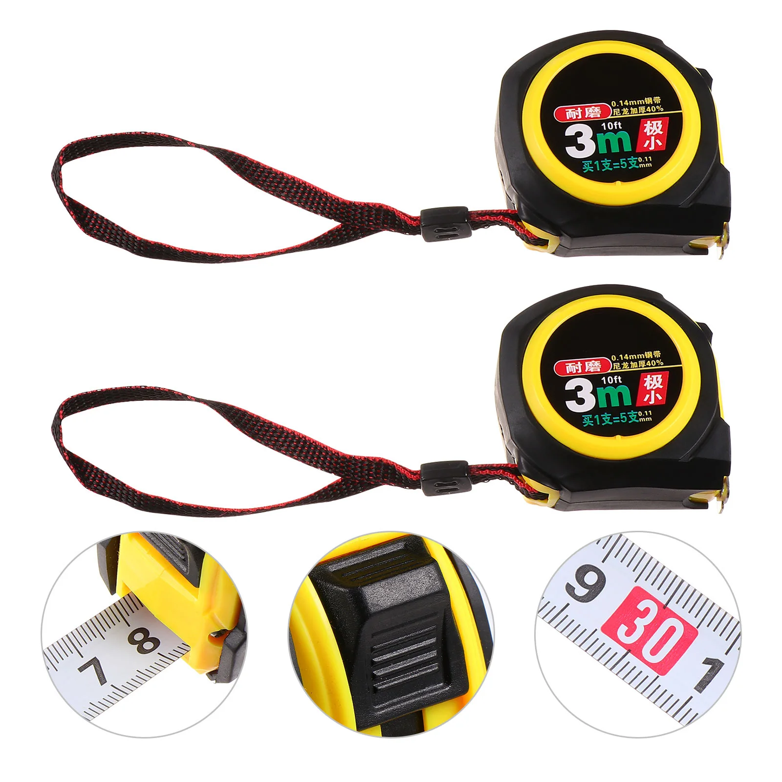 

2 Pcs Metric System Steel Tape Measure Ruler Tool Skin Distance Measurer Measuring Metal
