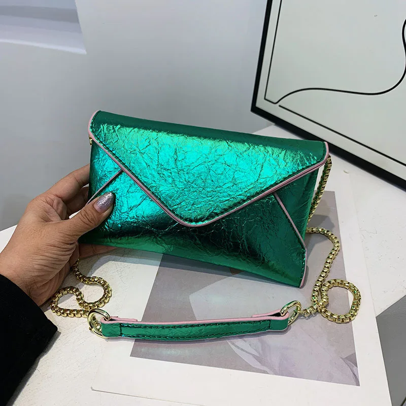 

Candy Color Laser Crossbody Bags for Women 2023 Luxury Brands Chains Shoulder Bag Designer Soft Handbags and Purses Mini Flap