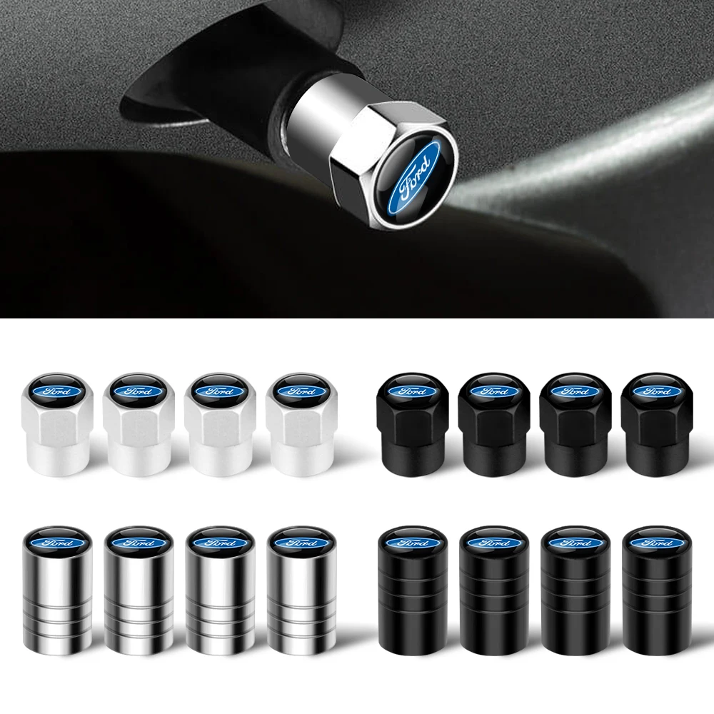 4pcs Car Styling Wheel Tire Valve Air Stem Cap Badge Decoration For Ford Ranger Focus Kuga Mustang Mondeo Fusion Esco Fiesta