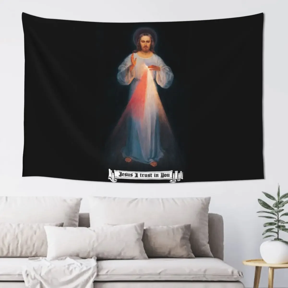 The Divine mercy image, catholic and Christian gifts, Jesus I trust in you Tapestry Carpet Wall Tapestry