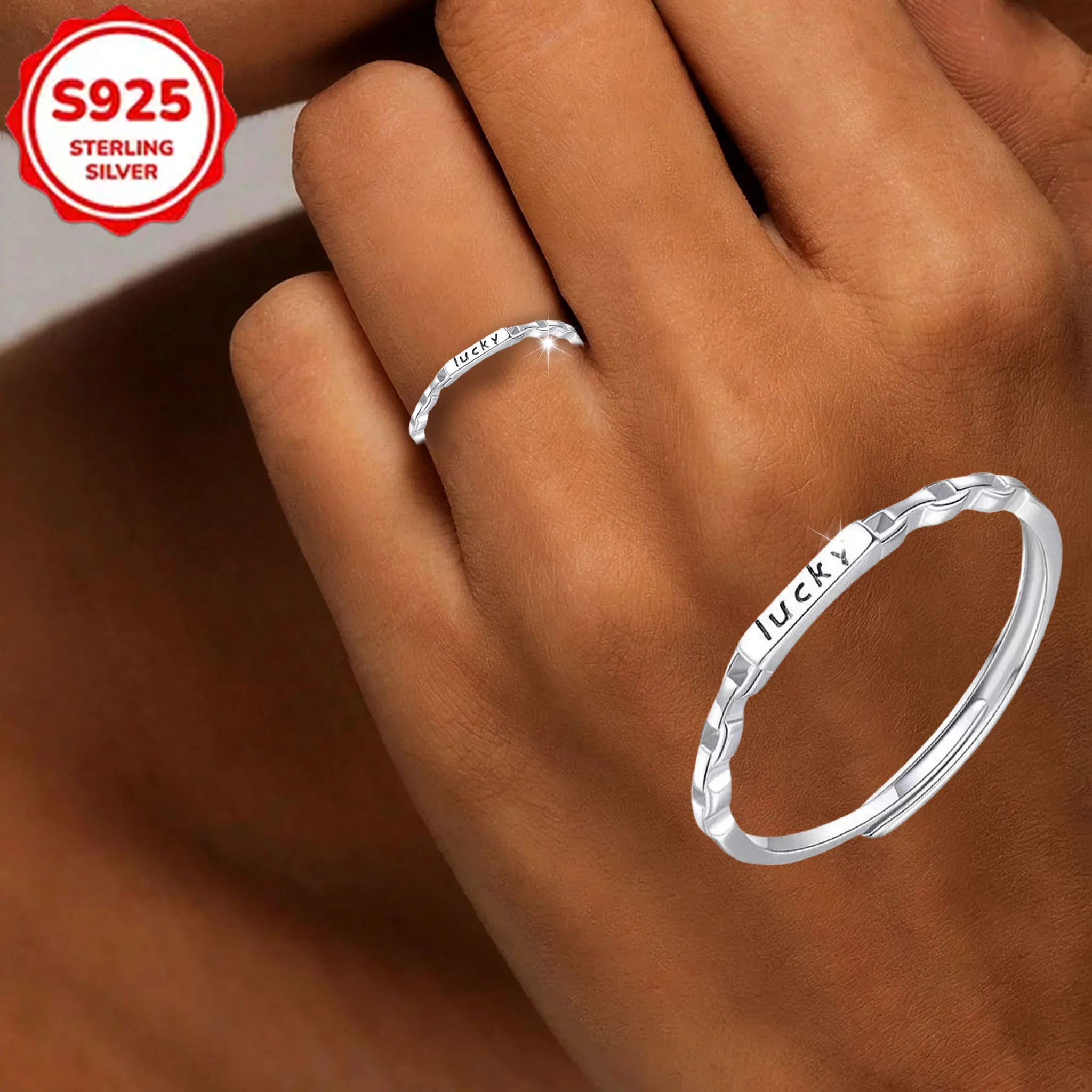 

1pc Women's Fashion S925 Sterling Silver Luxury Lucky Ring Trendy Fashion Ring - The Ideal Gift Choice
