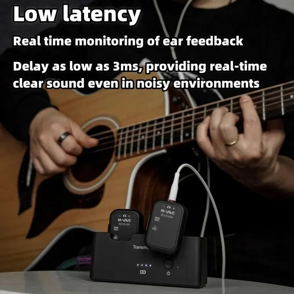 M-VAVE WP-12 Wireless Earphone Monitor System  2.4GHz 1T2R System w/Ultra-Latency 24H Playback 1800mAh Charging Case view 6