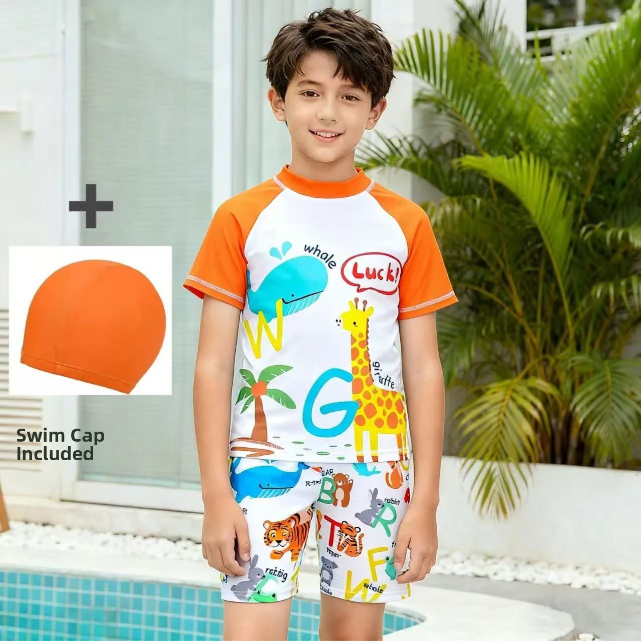 

Быстросохнущий детский купальный костюм из двух частей для мальчиков, для пляжа и спорта, подходит для плавательных клубов, для маленьких и средних размеров