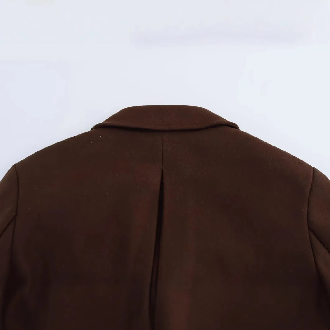 Foreign Trade Wholesale Europe, America 2025 Autumn and Winter Fashion Extended Temperament Lapel Blended Coat Coat Women