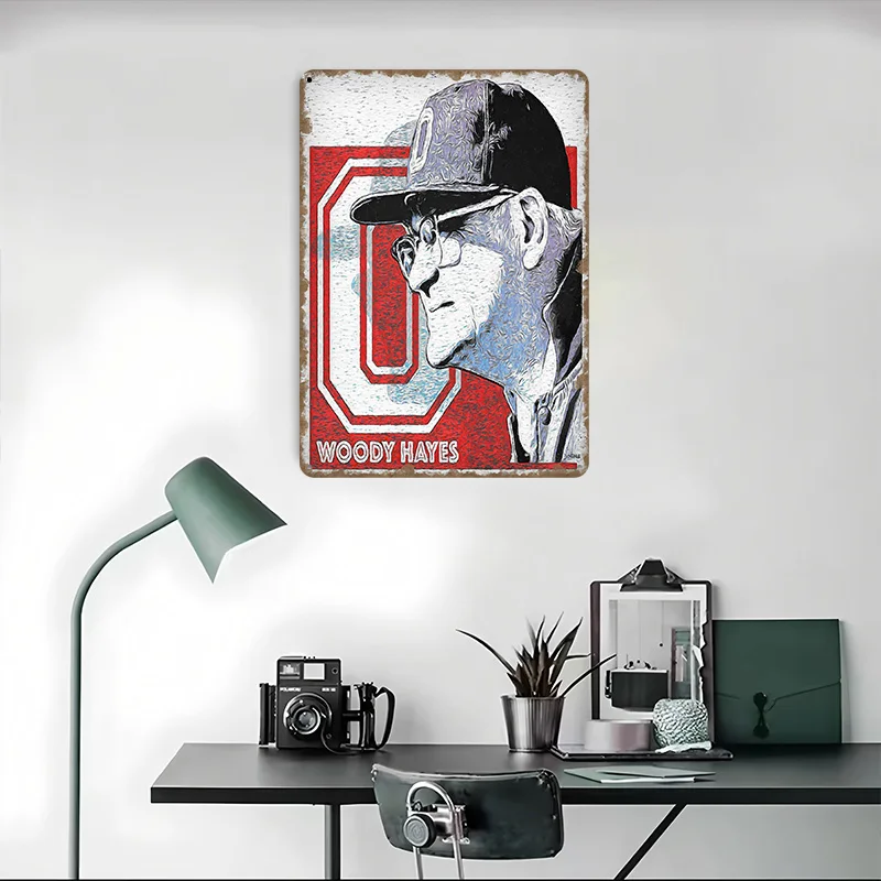 المدرب وودي هايز علامة معدنية جدار ملصق فني الزاوية القهوة بار اكسسوارات كرة القدم القصدير علامات للديكور المنزل ديكور الحمام