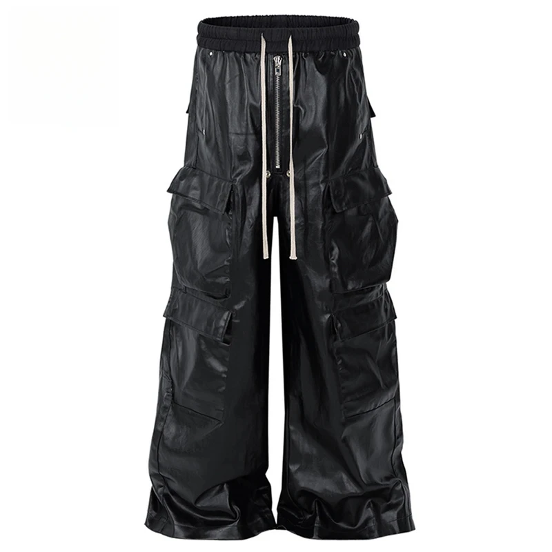 

【Mirrordust】Мегги Брюки-карго RO Стиль Роскошные дизайнерские свободные прямые брюки Мужские черные брюки с несколькими карманами Модные брюки Брюки