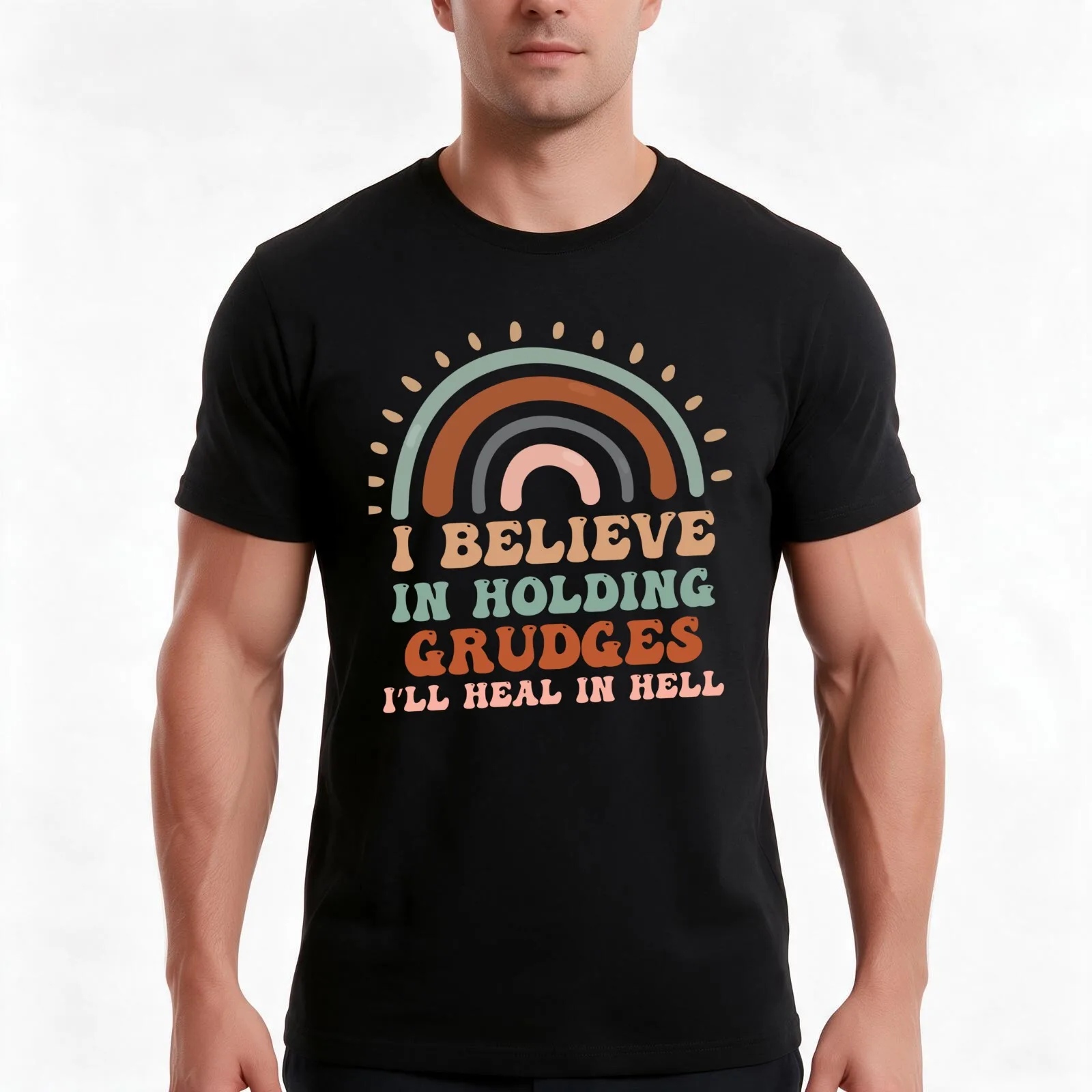 I believe in holding grudges I'll heal in hell T-Shirt Summer Casual Cotton Tee Oversized Streetwear Tops Unisex Men Women
