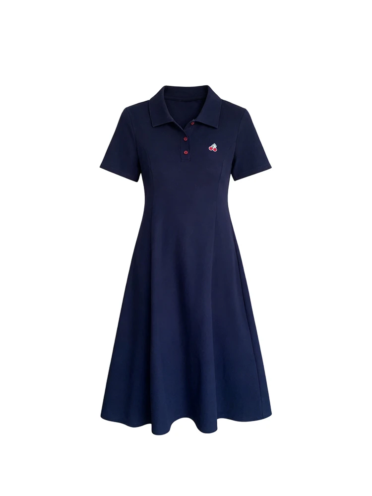 CaraCLUB plus Size Summer Short Sleeve Dress Women's College Style Frock Casual Polyester Fiber  Collar Slimming Skirt view 5
