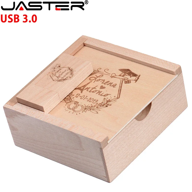 JASTER Wooden USB 3.0 Flash Drives Photo Album  128GB Free Customized Logo Pen Drive 64GB  Memory Stick 32GB Wedding Gift U Disk