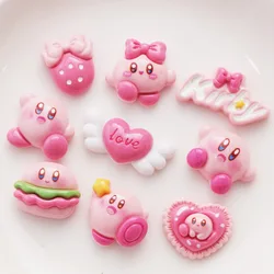 9Pcs/Set Kawaii Kirbys Anime Cartoon Cute Phone Case Hair Clip Resin Diy Material Accessories Decor Toys for Kids Birthday Gift