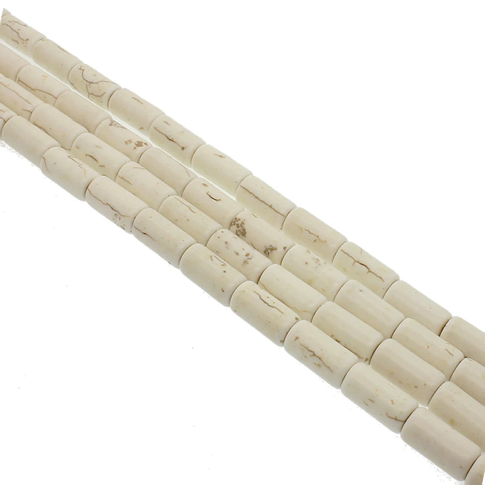 White Howlite Cylindrical Natural Stone Necklace Bead Pine  Round Tube Loose Beads for Making Bracelet Earrings Jewelry