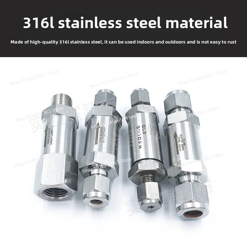 316L Stainless Steel Double Ferrule Inline Filter – High-Pressure Straight-Through Filter Valve for Gas Lines