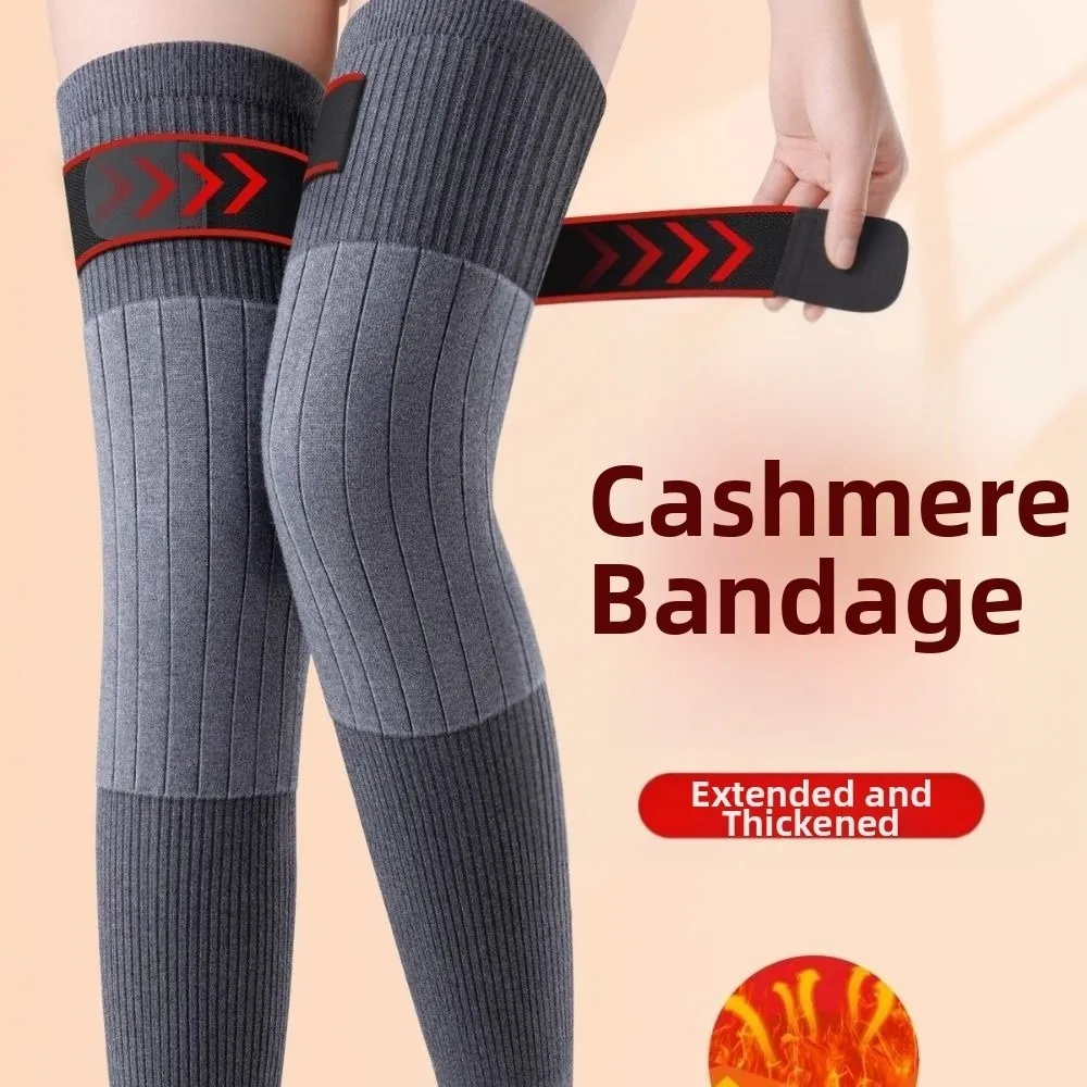 Cold-proof Warm Knee Pads Windproof Elastic Thick Knee Protector with Straps Soft Knee Protective Cover Injury Recovery