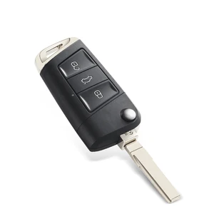 KeyYou cho Volkswagen VW Golf 4 5 6 7 Jetta Passat CC Tiguan Polo Besouro Skoda Flip Shield Key Key FOB 3 Nút Key Key Nút Hải quân chính Golf Golf MK8 - 3